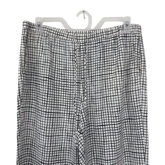 Eileen Fisher Women SZ L/G Textured Crepe Grid Slouchy Cropped Pants - Picture 12 of 15
